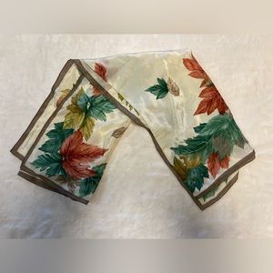Beautiful 90s Leafy & Floral Multi-Colored Scarf/Wrap.